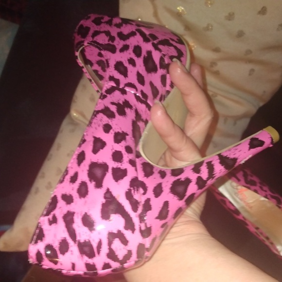 Ami clubwear pink leopard pattern heels sz 7 - Picture 15 of 17